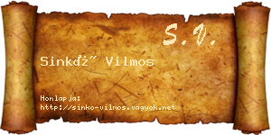 Sinkó Vilmos névjegykártya